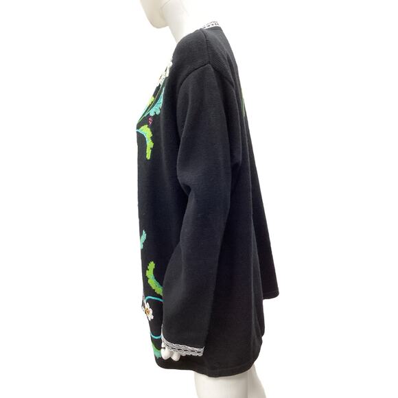 NWT Storybook Knits Cardigan Women’s Size 2X Embroidered Flowers Ladybug Motif - Picture 3 of 6